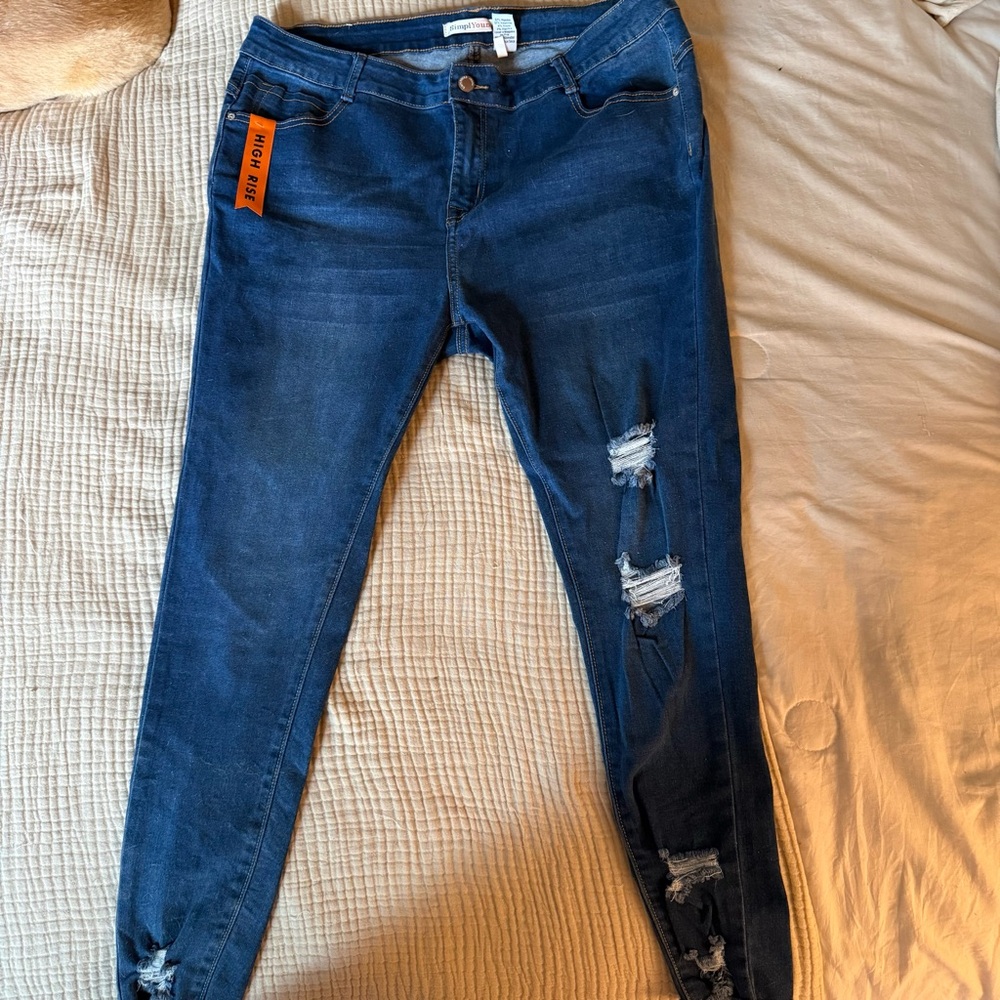 Stylish Blue Distressed Women Jeans